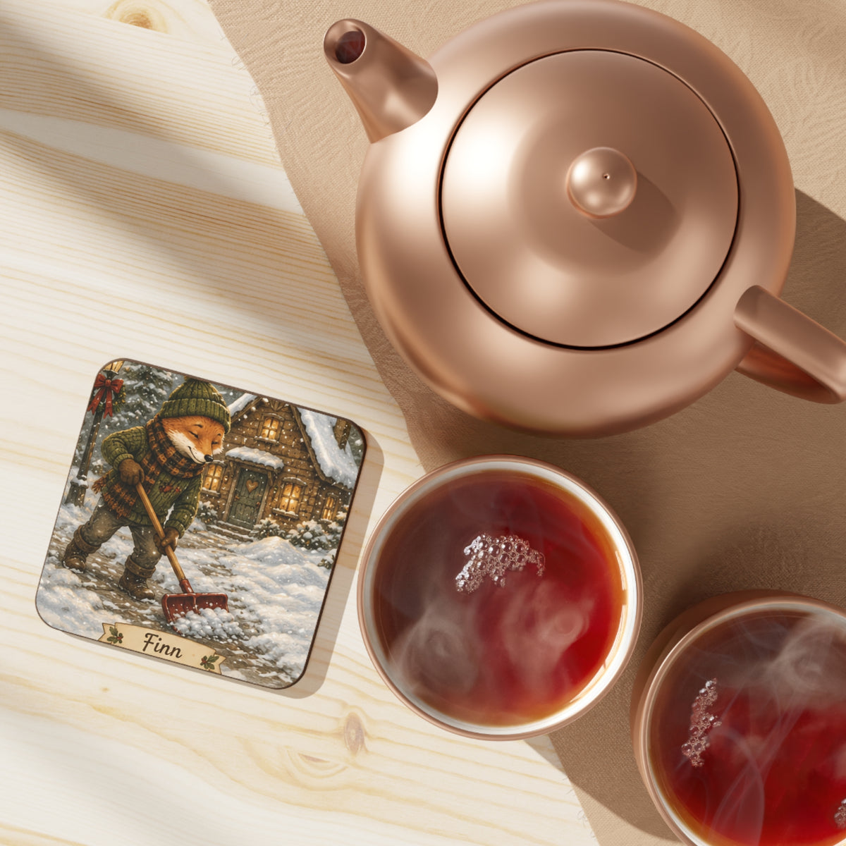 Hardboard Back Coaster – Holiday Drink Coaster, Christmas Gift | Kozy Fox Cottage