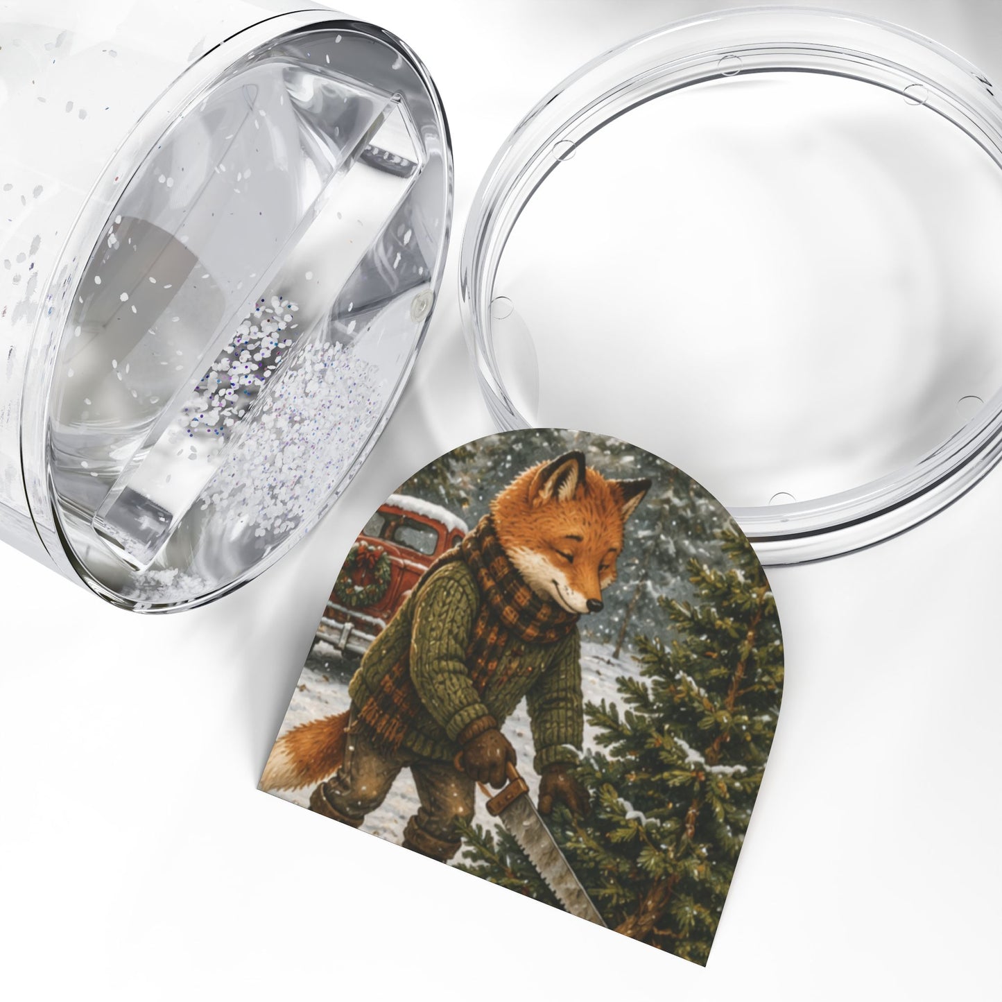Christmas Snow Globe – Woodland Tree Adventure Holiday Decoration | Finn's Kozy Fox Cottage