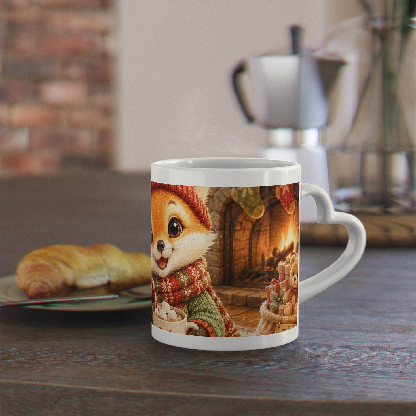 Christmas Heart Handle Mug – Festive Holiday Coffee Mug | Lil Pip's Kozy Fox Cottage