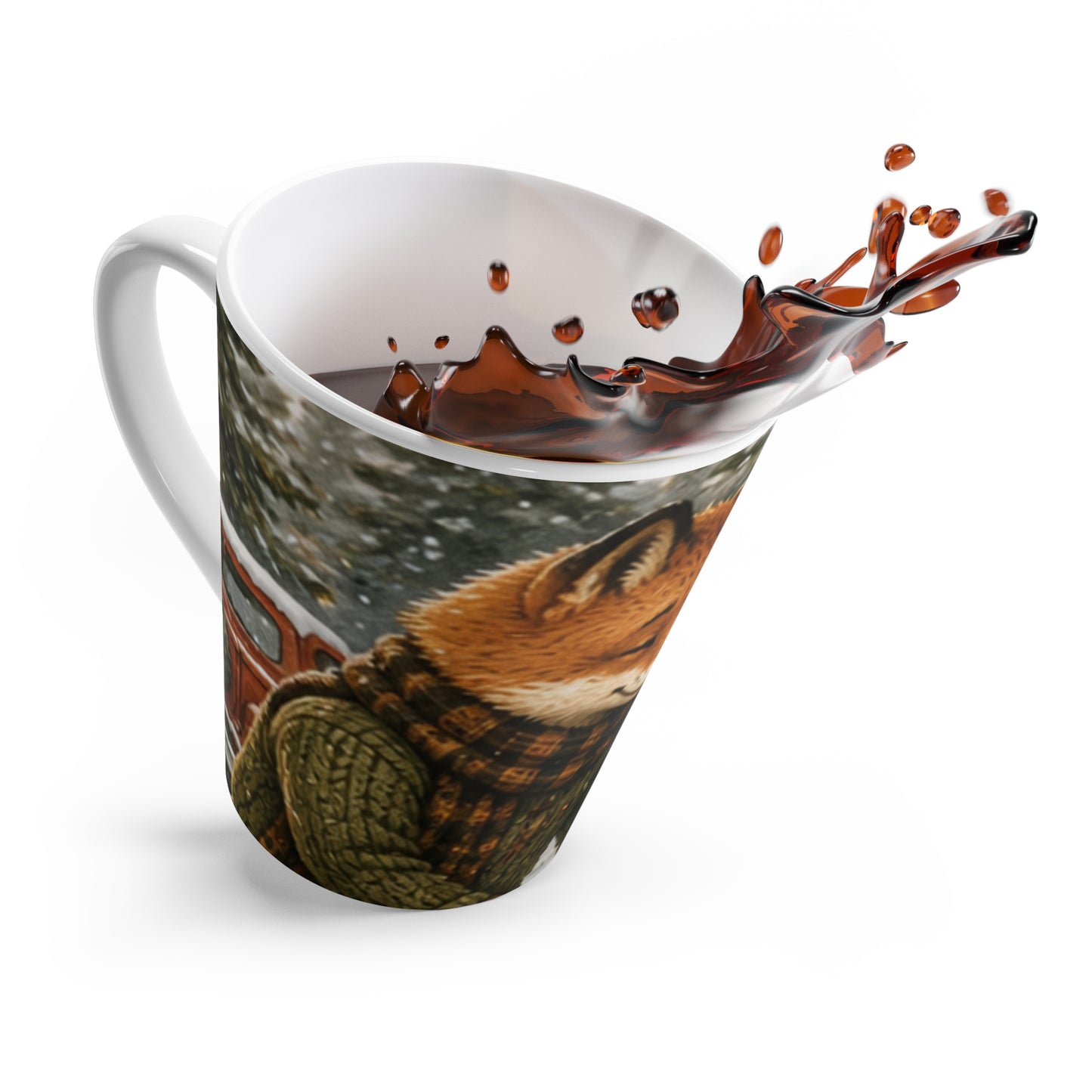 Christmas Latte Mug – Woodland Adventure Holiday Coffee Mug | Finn's Kozy Fox Cottage