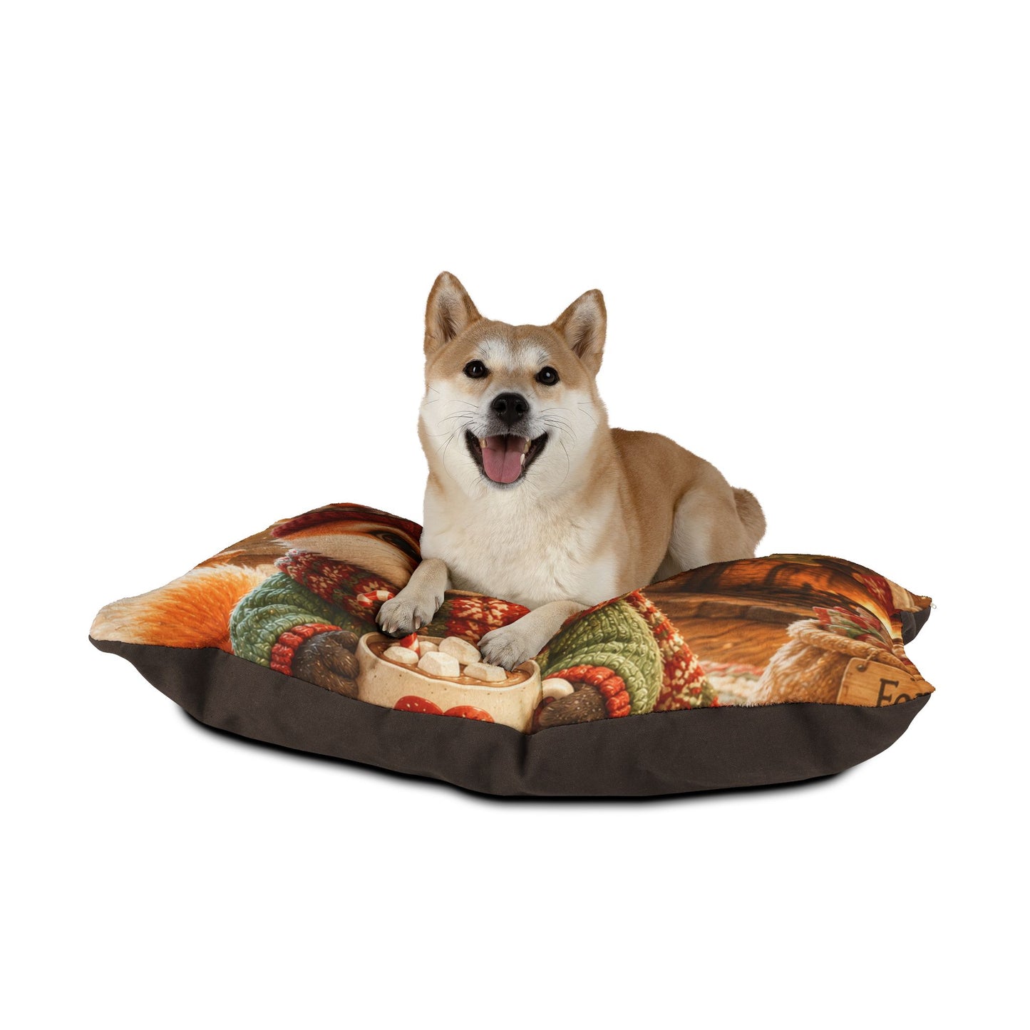 Christmas Pet Bed for Dogs & Cats – Cozy Holiday Dog & Cat Bed, 3 Sizes | Lil Pip's Kozy Fox Cottage Collection