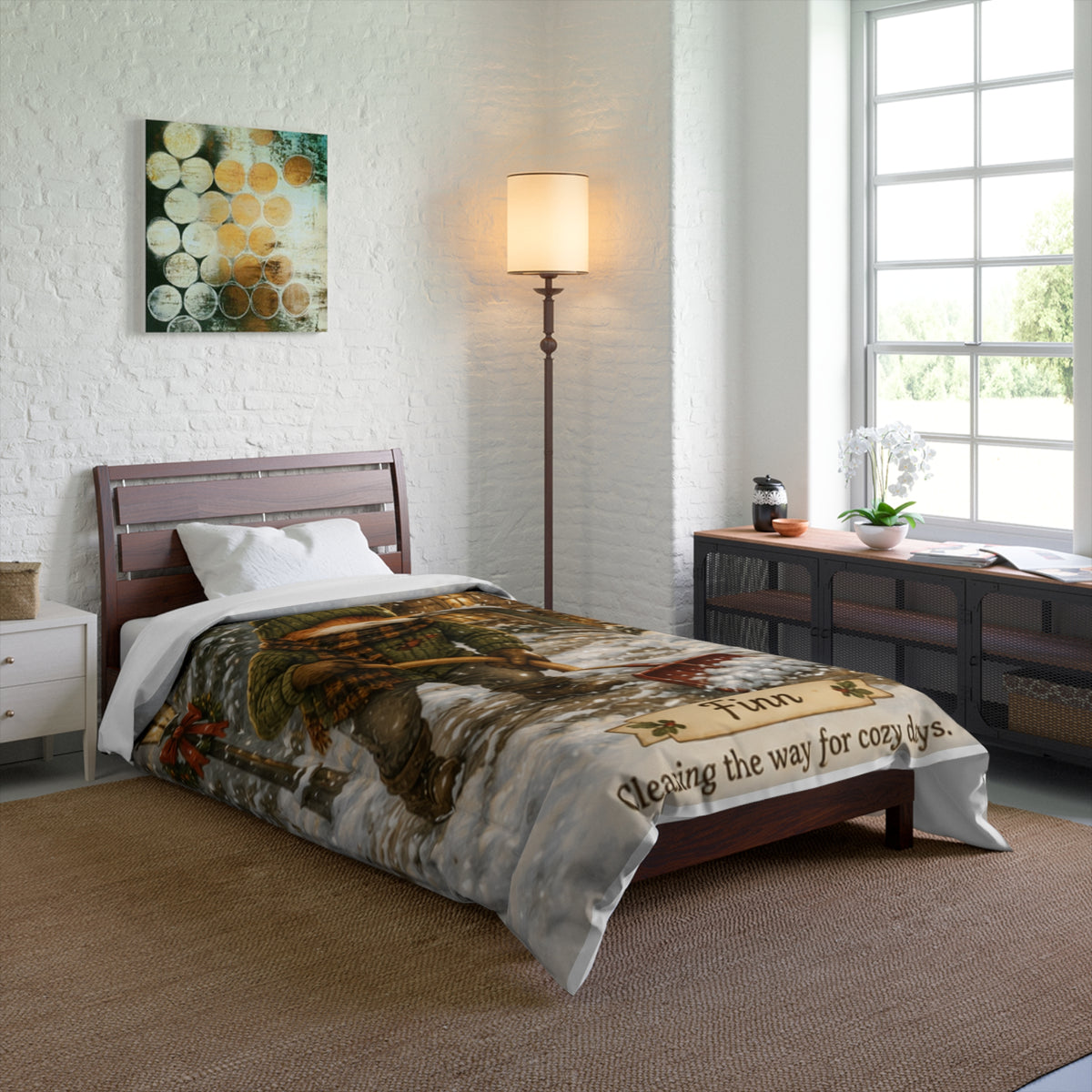 Christmas Comforter – Cozy Snow Day Holiday Bedding | Finn's Kozy Fox Cottage