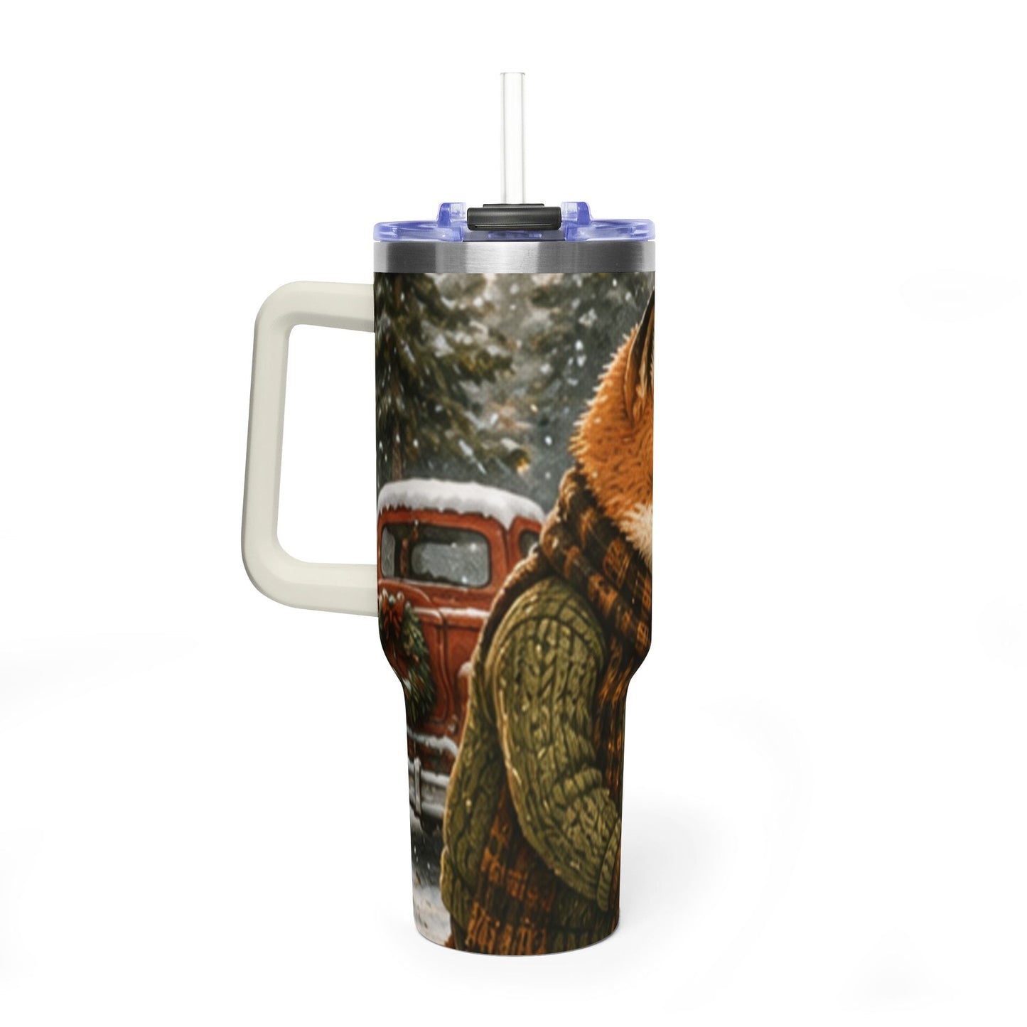 Christmas 40oz Tumbler – Insulated Holiday Travel Cup | Finn's Kozy Fox Cottage