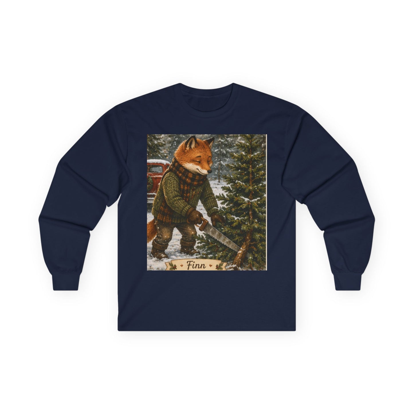 Finn’s Cozy Christmas Tree Adventure Long Sleeve T-Shirt