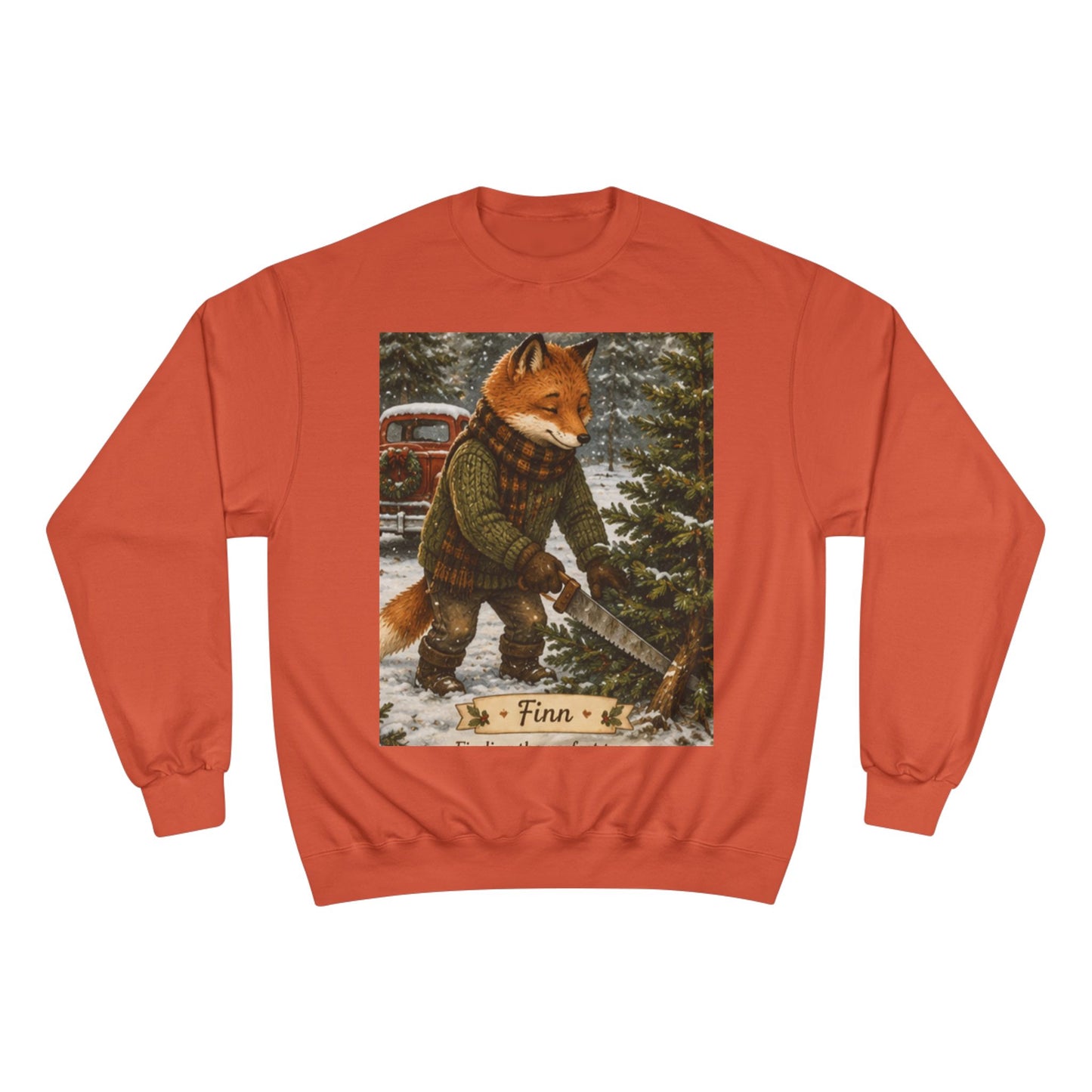 Finn’s Cozy Christmas Tree Adventure Champion Sweatshirt