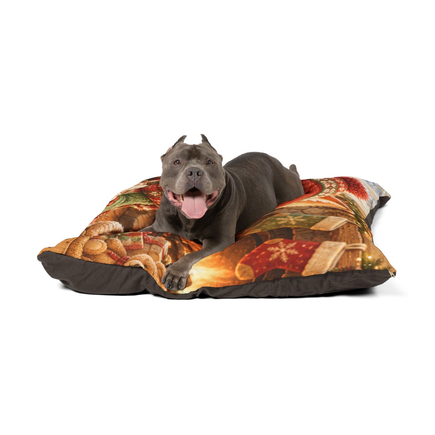 Christmas Pet Bed for Dogs & Cats – Cozy Holiday Dog & Cat Bed, 3 Sizes | Lil Pip's Kozy Fox Cottage Collection