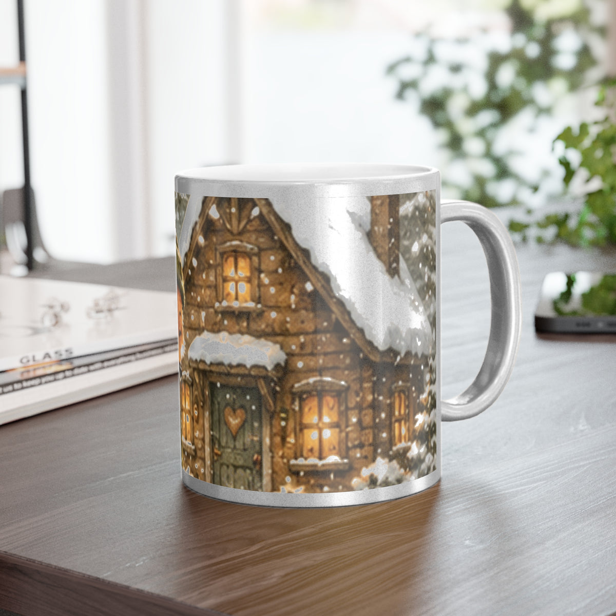 Metallic Coffee Mug Silver or Gold – Woodland Fox Holiday Mug | Finn's Kozy Fox Cottage