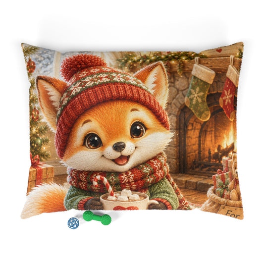 Christmas Pet Bed for Dogs & Cats – Cozy Holiday Dog & Cat Bed, 3 Sizes | Lil Pip's Kozy Fox Cottage Collection
