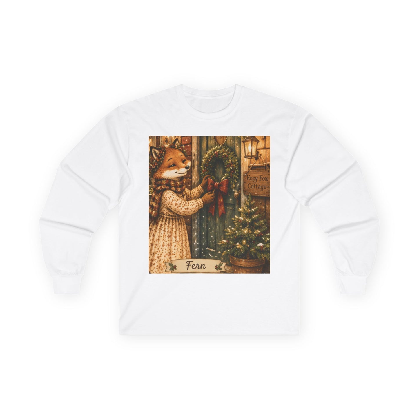 Fern’s Cozy Christmas Wreath Welcome Long Sleeve T-Shirt