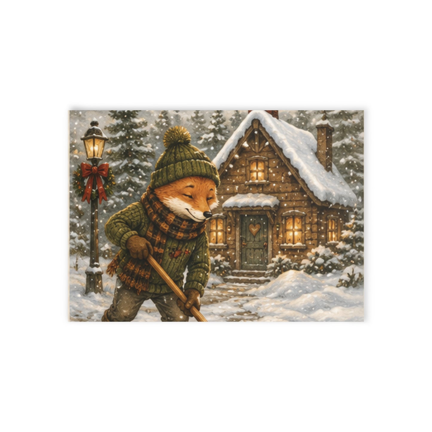 Finn’s Cozy Christmas Adventure Reversible Holiday Card – Tree & Snow Day