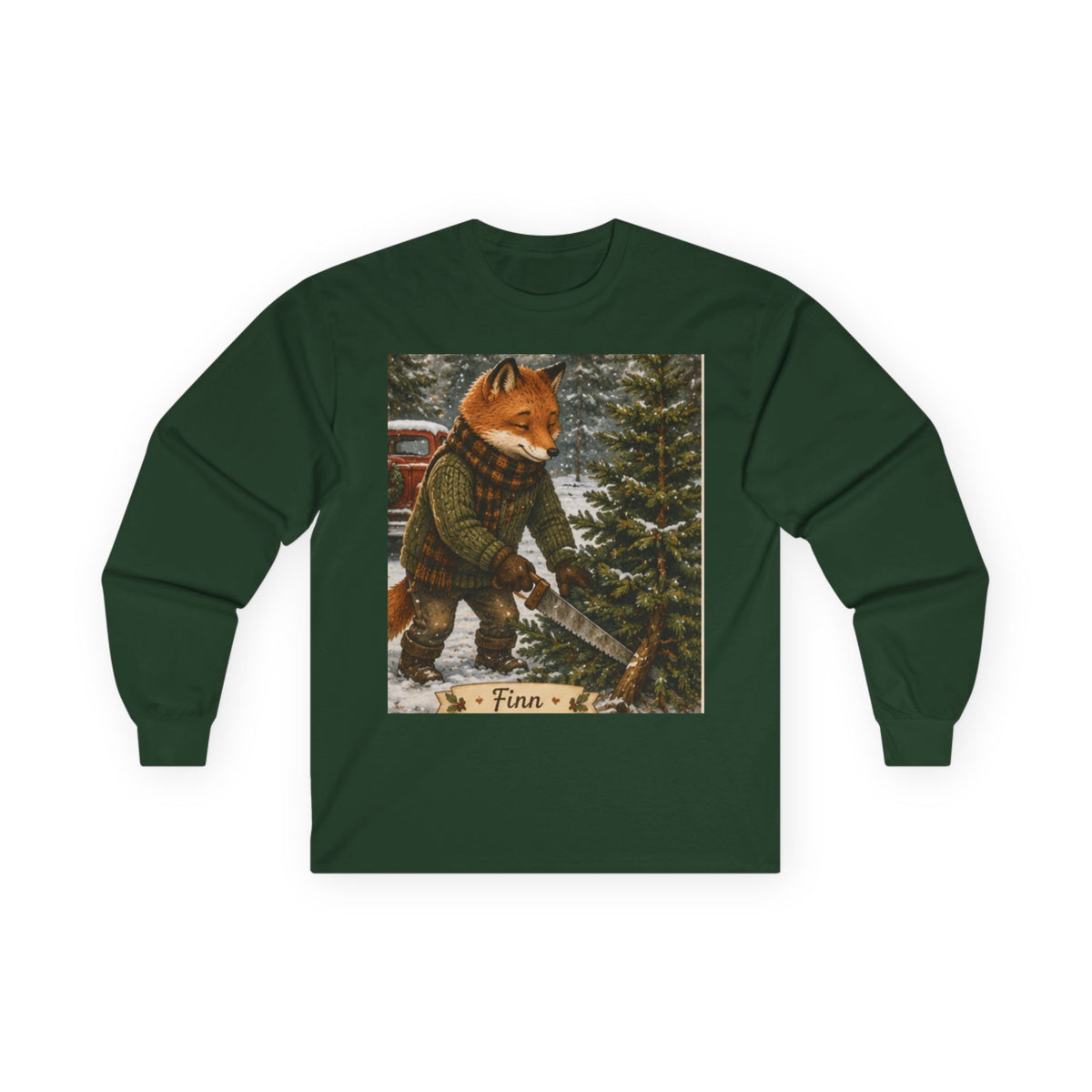 Finn’s Cozy Christmas Tree Adventure Long Sleeve T-Shirt