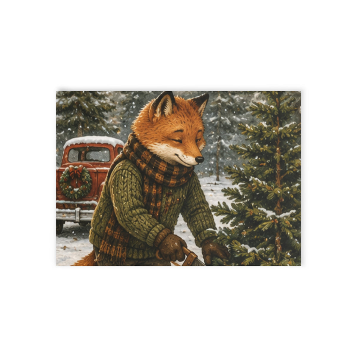 Finn’s Cozy Christmas Adventure Reversible Holiday Card – Tree & Snow Day