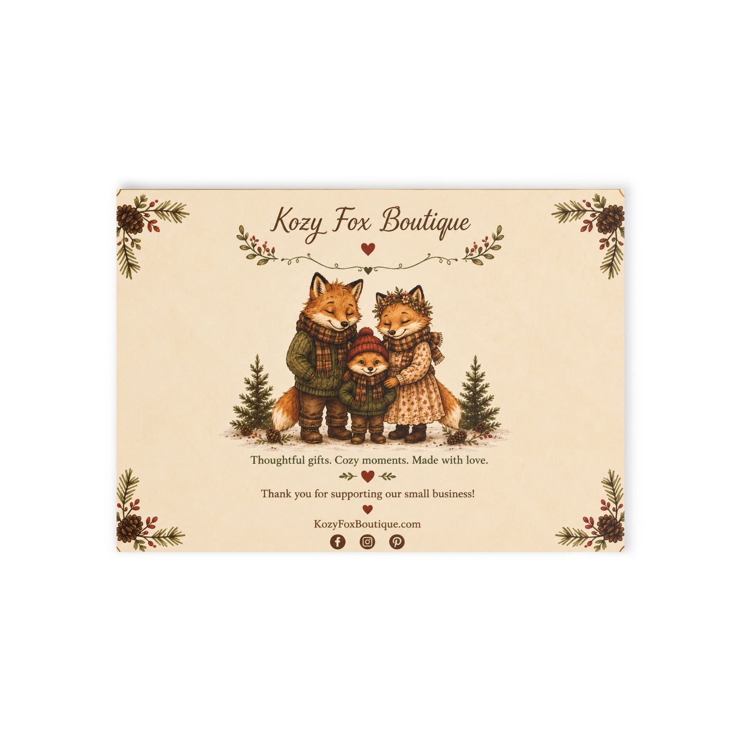 Fern’s Cozy Christmas Tree Adventure Holiday Card – Family Back