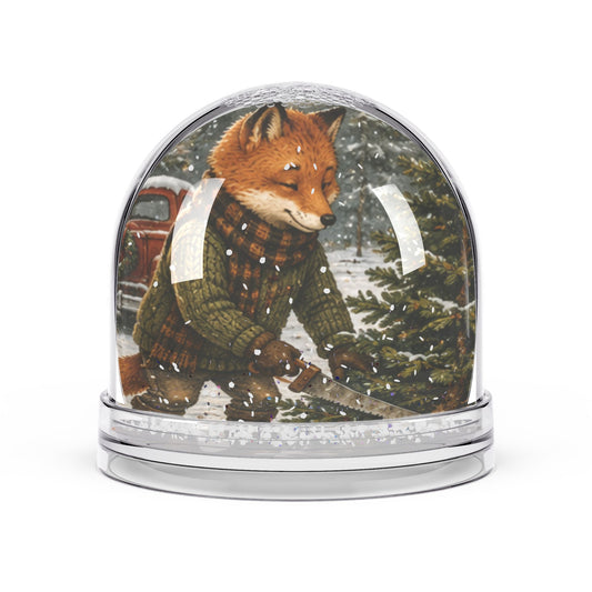 Christmas Snow Globe – Woodland Tree Adventure Holiday Decoration | Finn's Kozy Fox Cottage