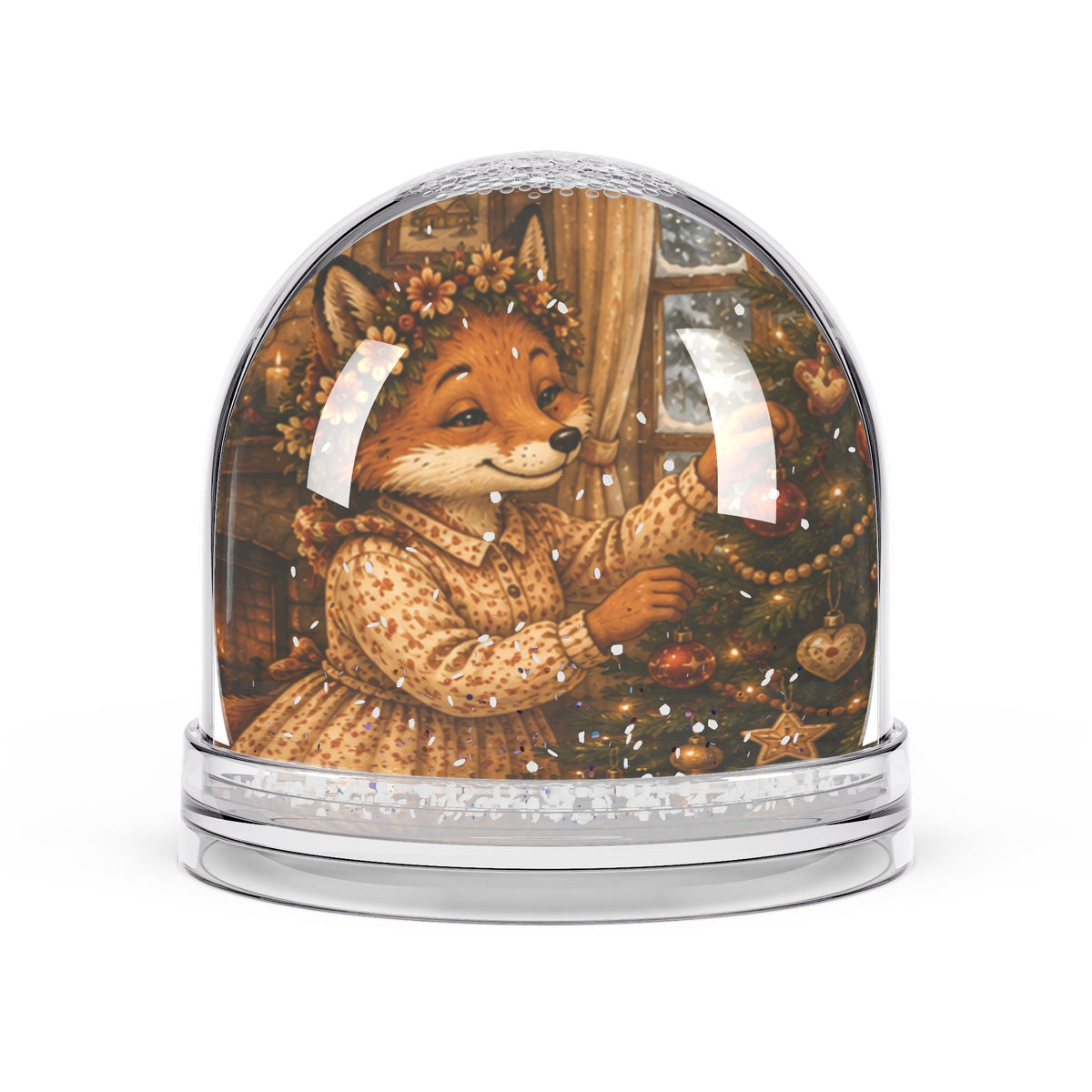 Christmas Snow Globe – Woodland Tree Adventure Holiday Decoration | Fern's Kozy Fox Cottage