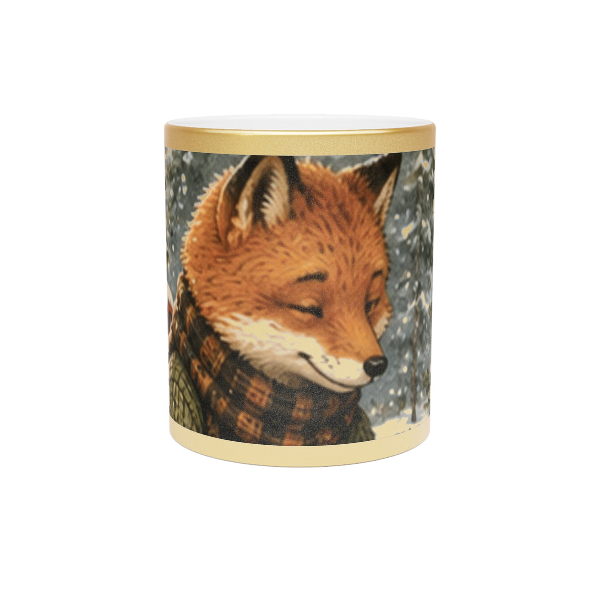 Christmas Metallic Mug Silver or Gold – Woodland Tree Adventure Holiday Mug | Finn's Kozy Fox Cottage