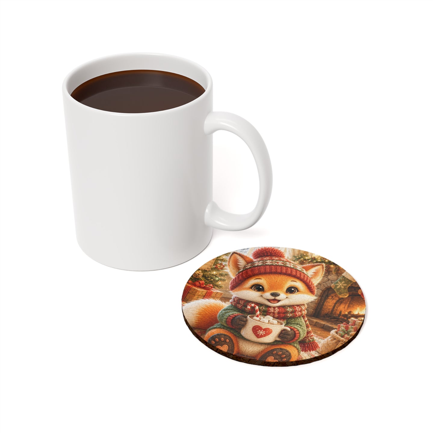 Christmas Coaster – Cork-Back Holiday Drink Coaster | Lil Pip's Kozy Fox Cottage