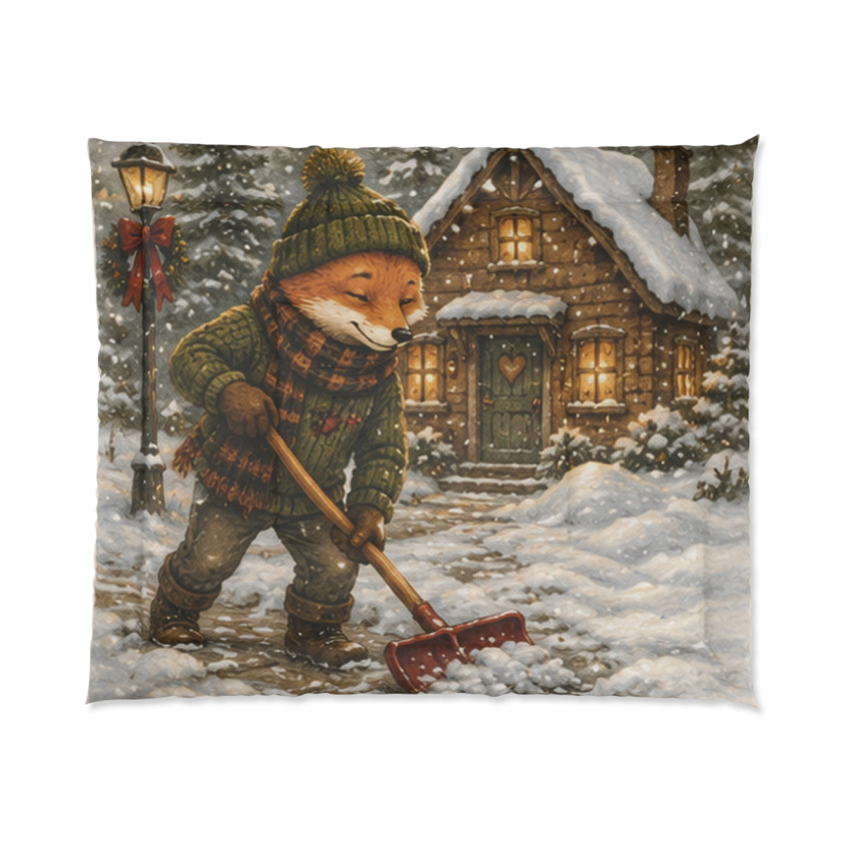 Christmas Comforter – Cozy Snow Day Holiday Bedding | Finn's Kozy Fox Cottage