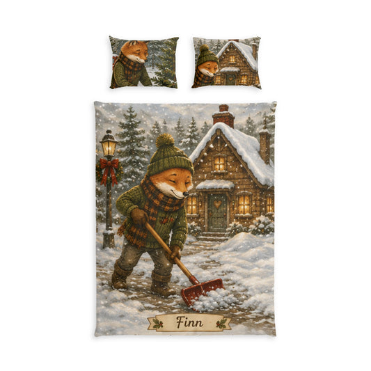 Christmas Comforter & Pillow Sham Set – Cozy Holiday Bedding | Finn's Kozy Fox Cottage