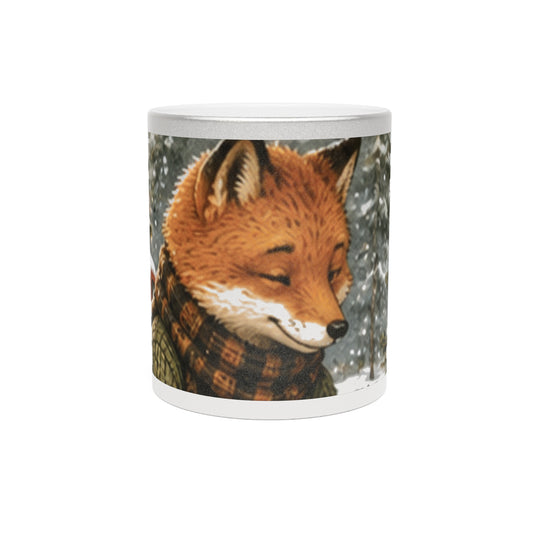 Christmas Metallic Mug Silver or Gold – Woodland Tree Adventure Holiday Mug | Finn's Kozy Fox Cottage