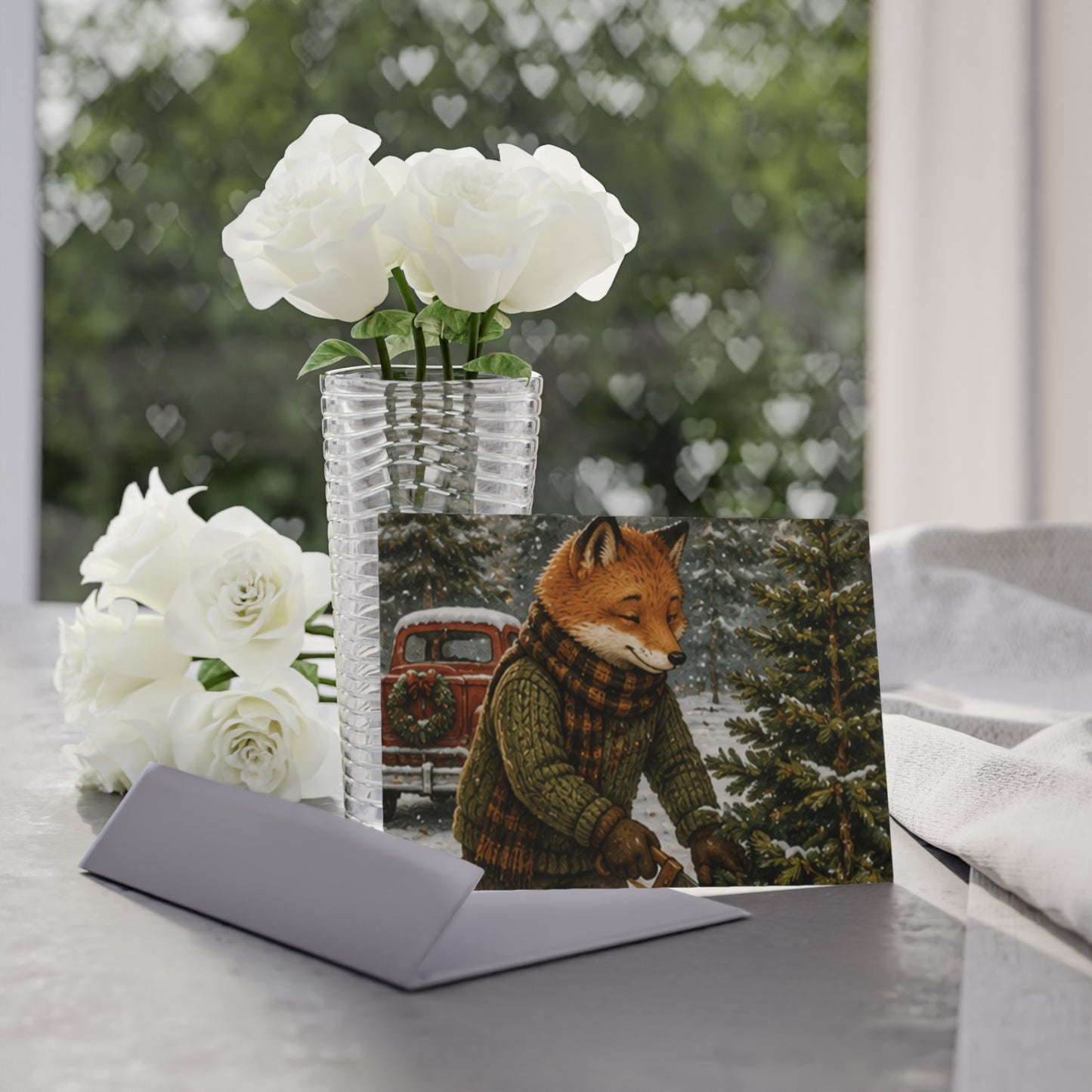 Finn’s Cozy Christmas Adventure Reversible Holiday Card – Tree & Snow Day