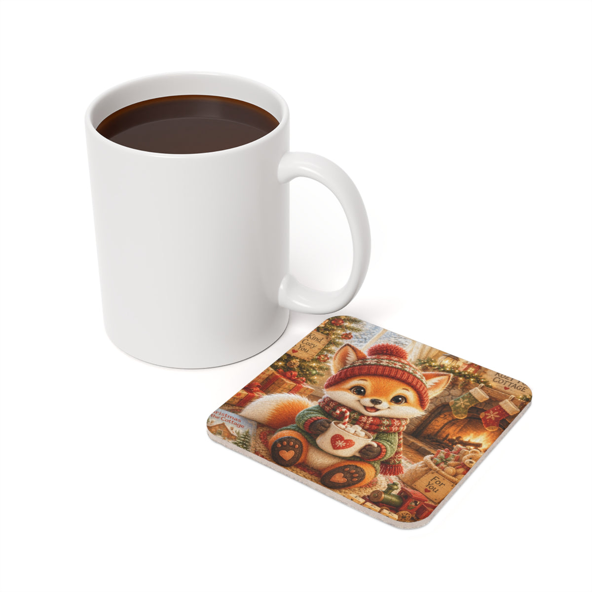 Christmas Coaster – Cork-Back Holiday Drink Coaster | Lil Pip's Kozy Fox Cottage