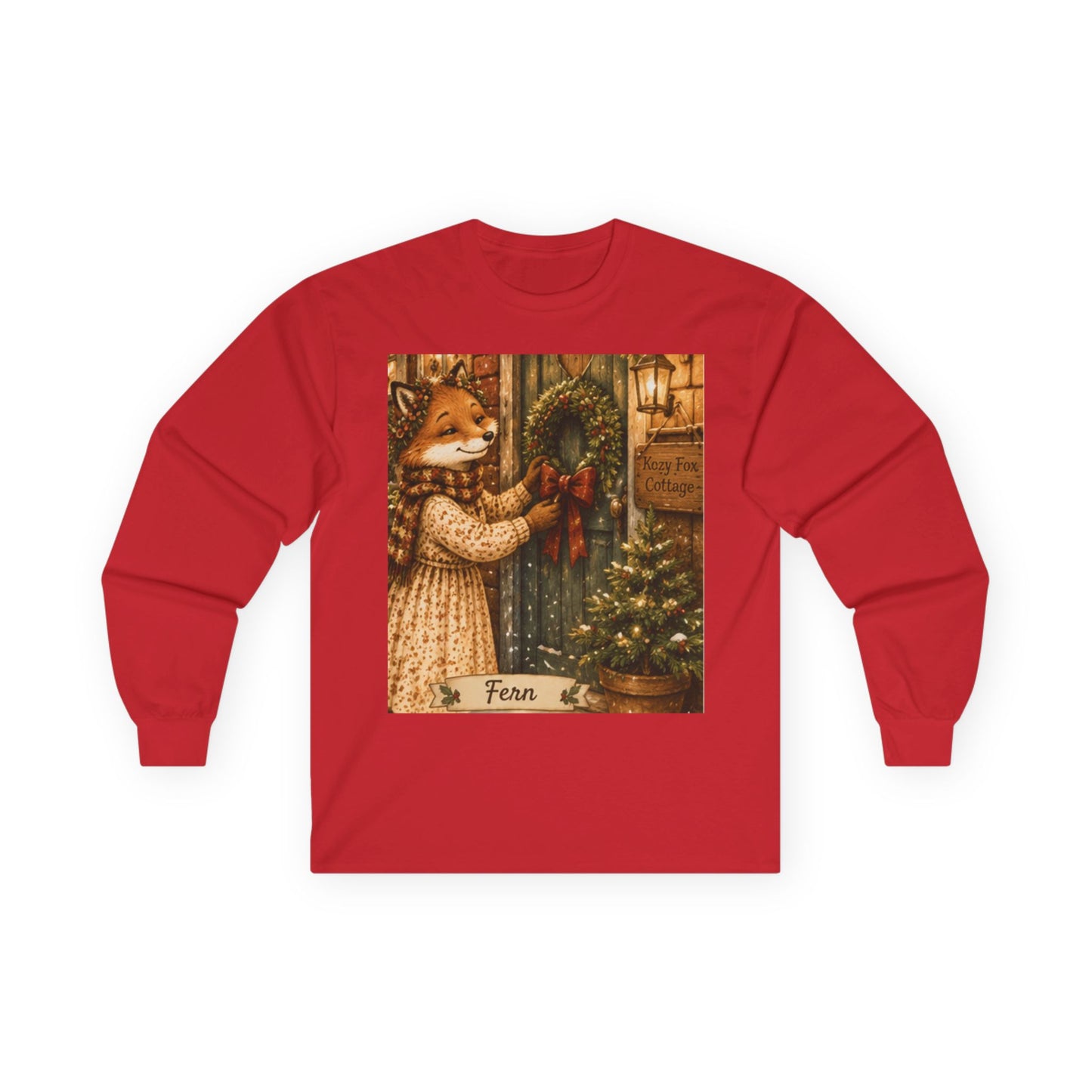 Fern’s Cozy Christmas Wreath Welcome Long Sleeve T-Shirt