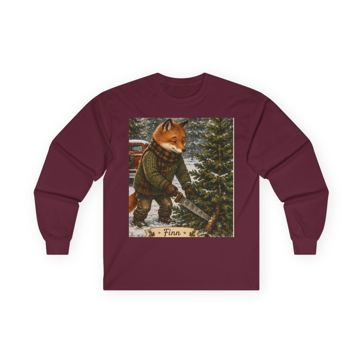 Finn’s Cozy Christmas Tree Adventure Long Sleeve T-Shirt
