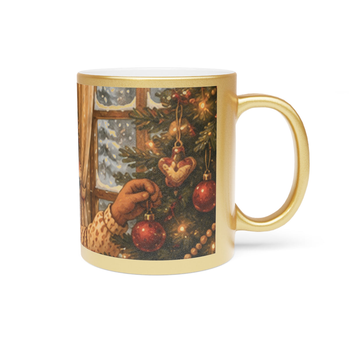 Metallic Coffee Mug Silver or Gold – Woodland Fox Holiday Mug | Fern's Kozy Fox Cottage