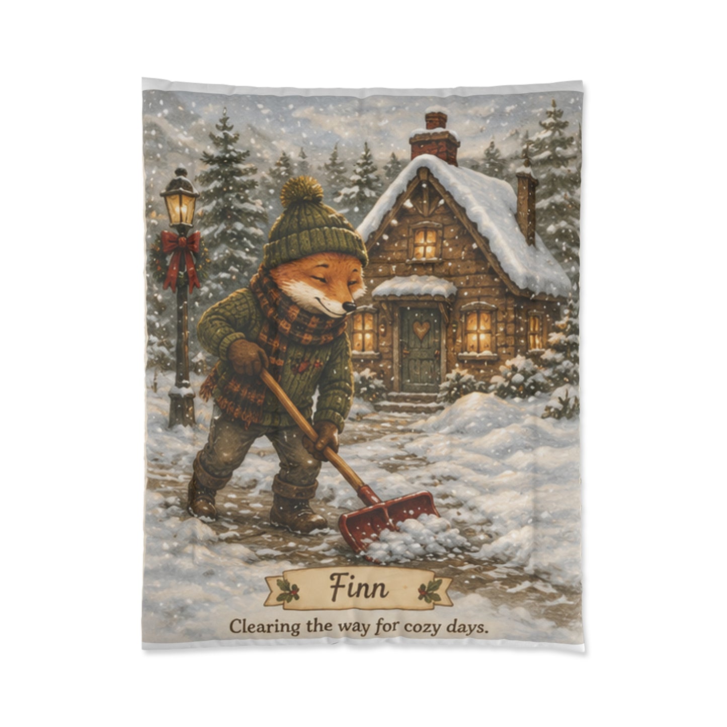 Christmas Comforter – Cozy Snow Day Holiday Bedding | Finn's Kozy Fox Cottage