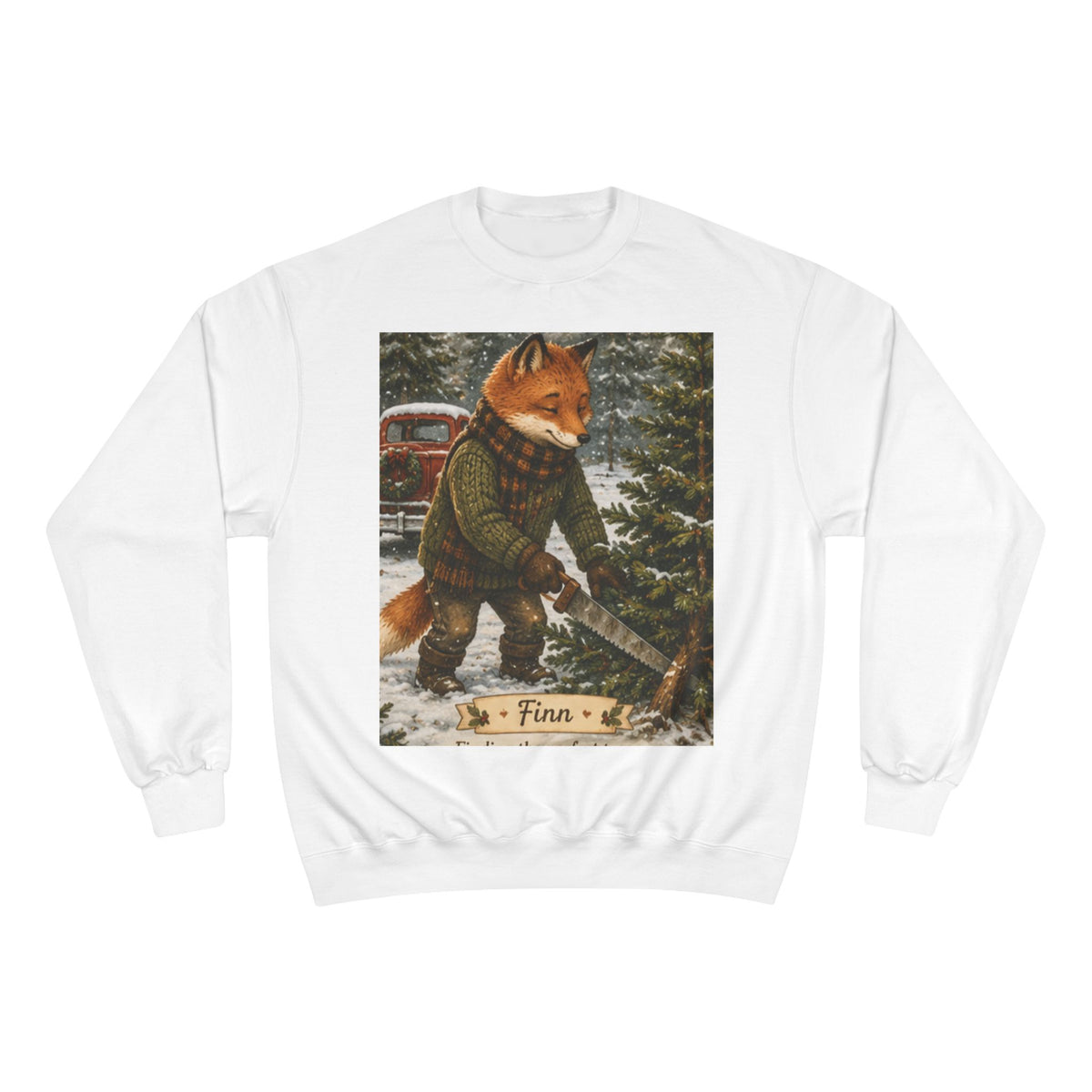 Finn’s Cozy Christmas Tree Adventure Champion Sweatshirt
