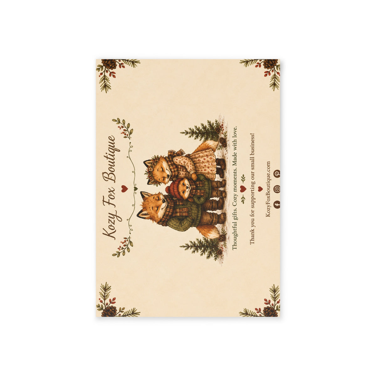 Finn’s Cozy Christmas Tree Adventure Holiday Card – Family Back