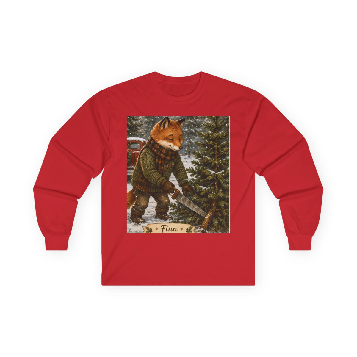 Finn’s Cozy Christmas Tree Adventure Long Sleeve T-Shirt