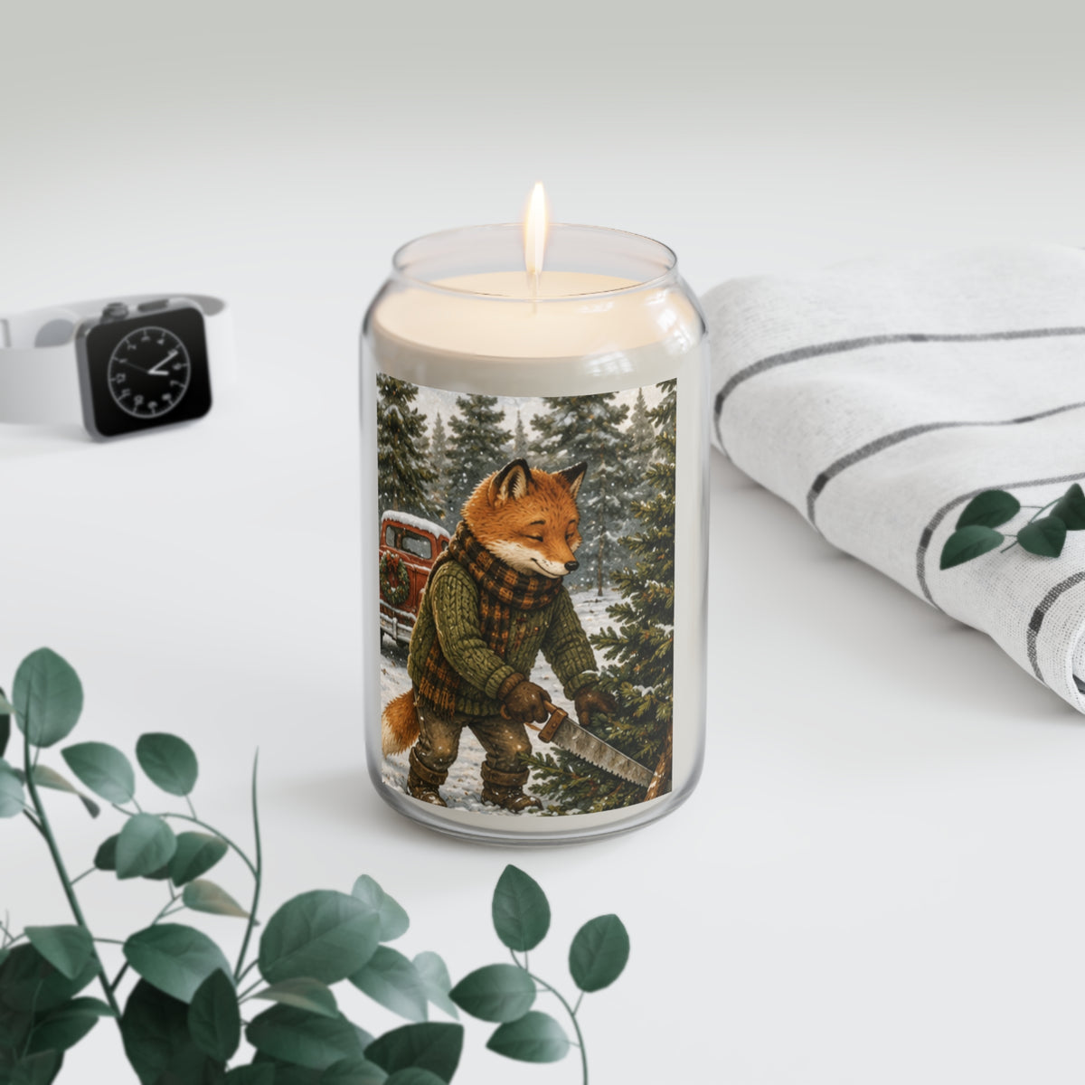 Christmas Tree Scented Soy Candle – Woodland Holiday Candle Gift | Finn's Kozy Fox Cottage