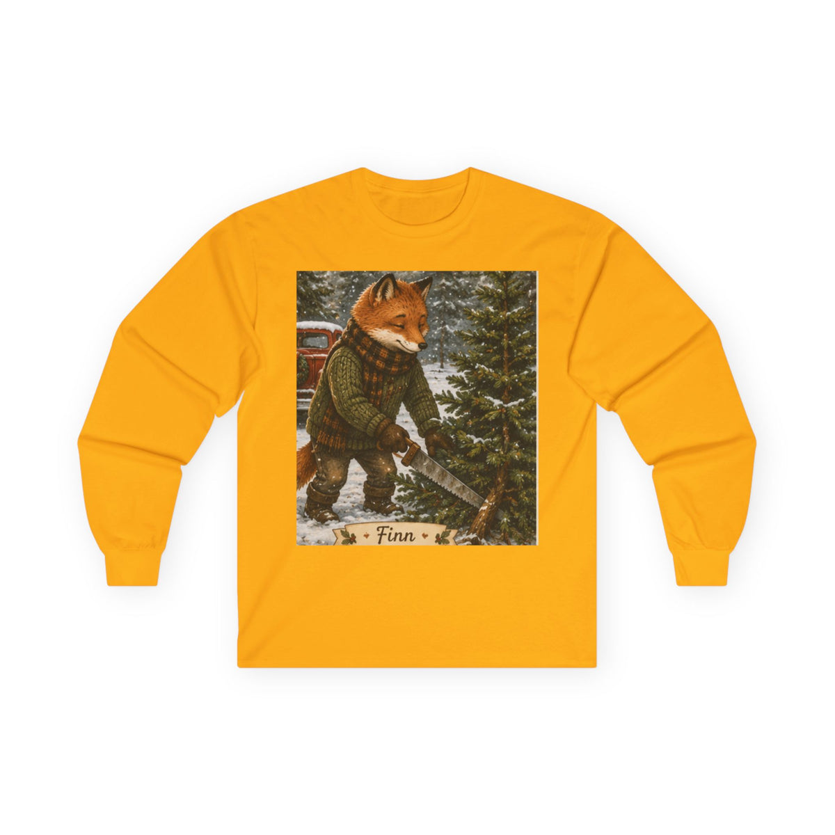 Finn’s Cozy Christmas Tree Adventure Long Sleeve T-Shirt