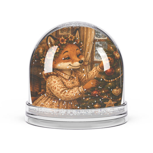Christmas Snow Globe – Woodland Tree Adventure Holiday Decoration | Fern's Kozy Fox Cottage