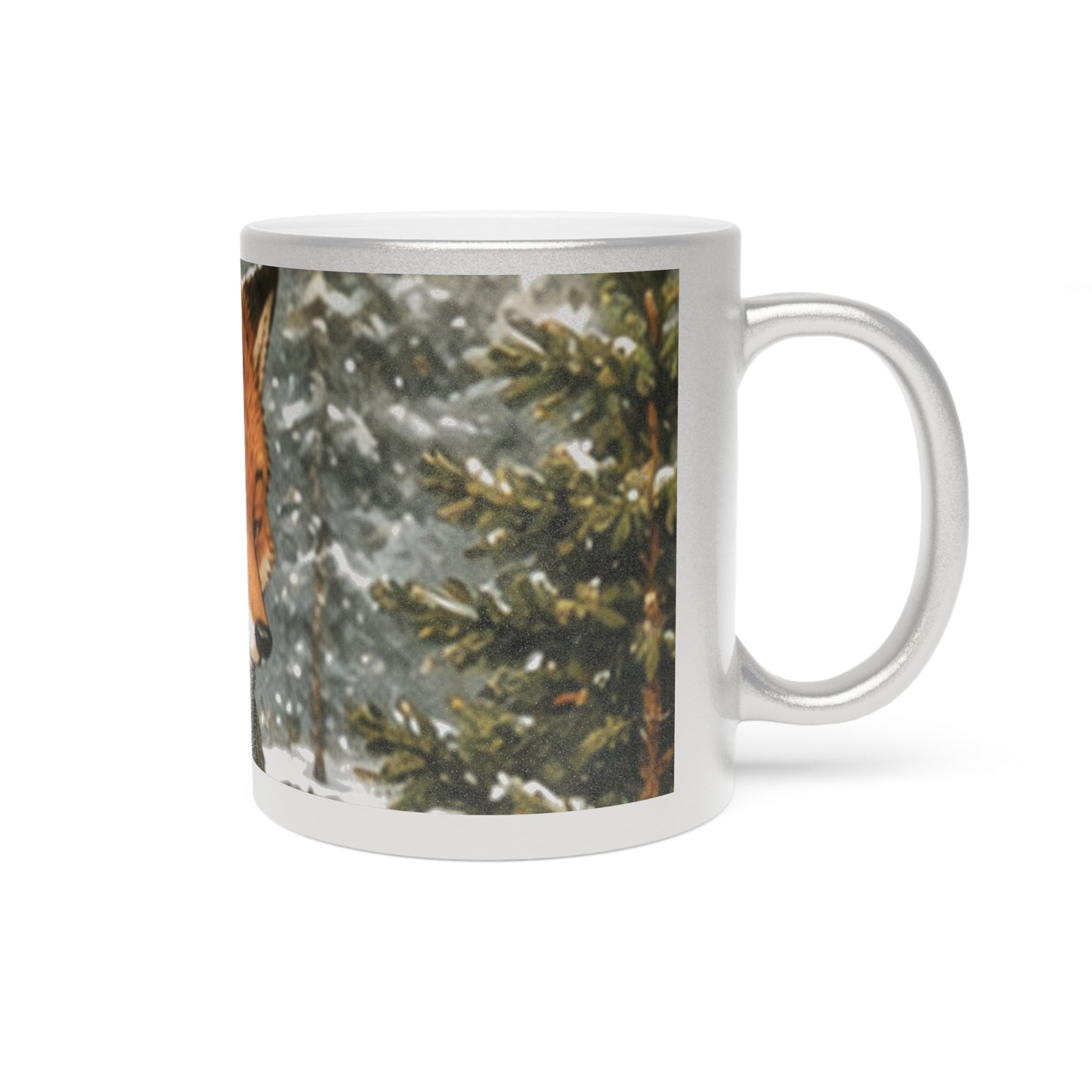 Christmas Metallic Mug Silver or Gold – Woodland Tree Adventure Holiday Mug | Finn's Kozy Fox Cottage