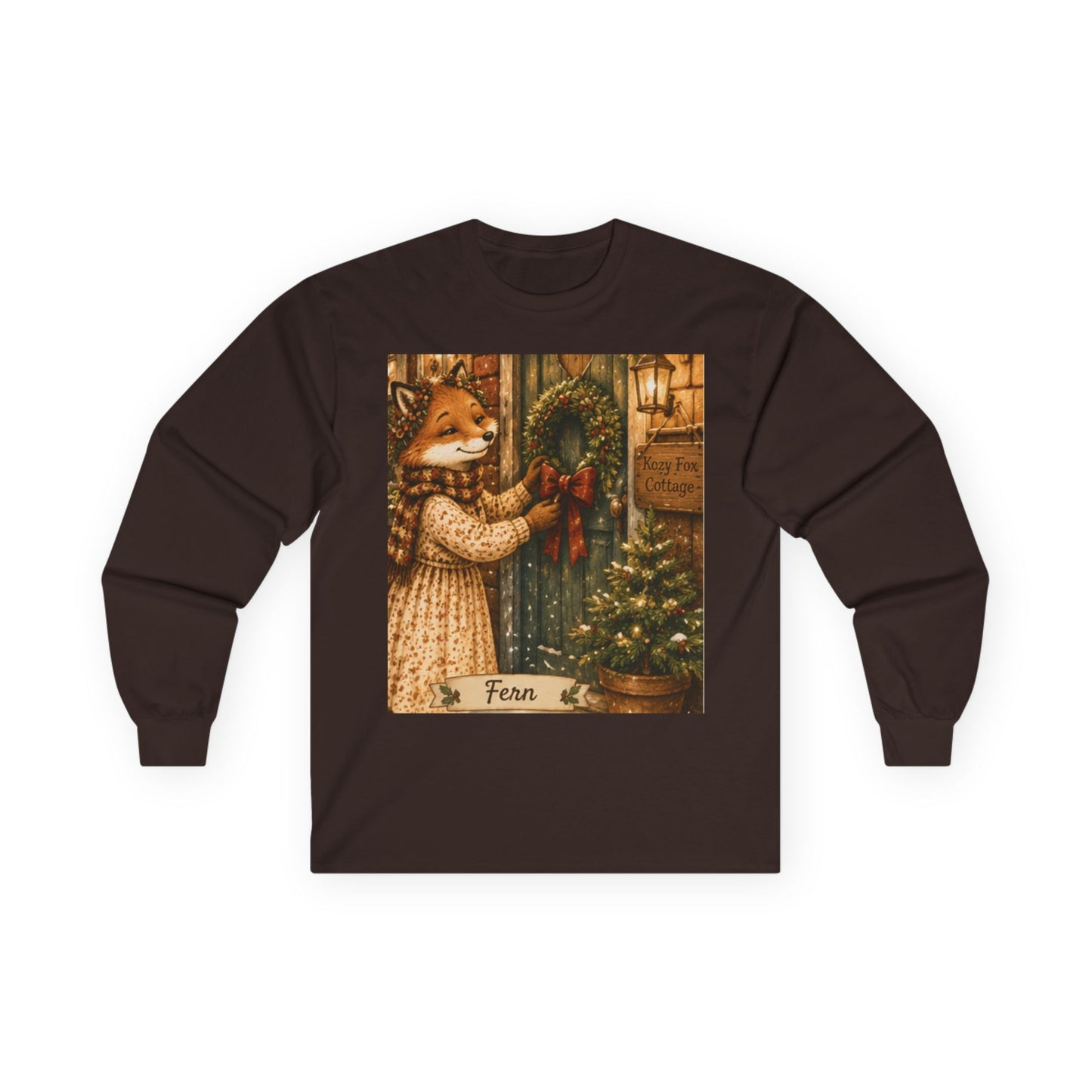 Fern’s Cozy Christmas Wreath Welcome Long Sleeve T-Shirt