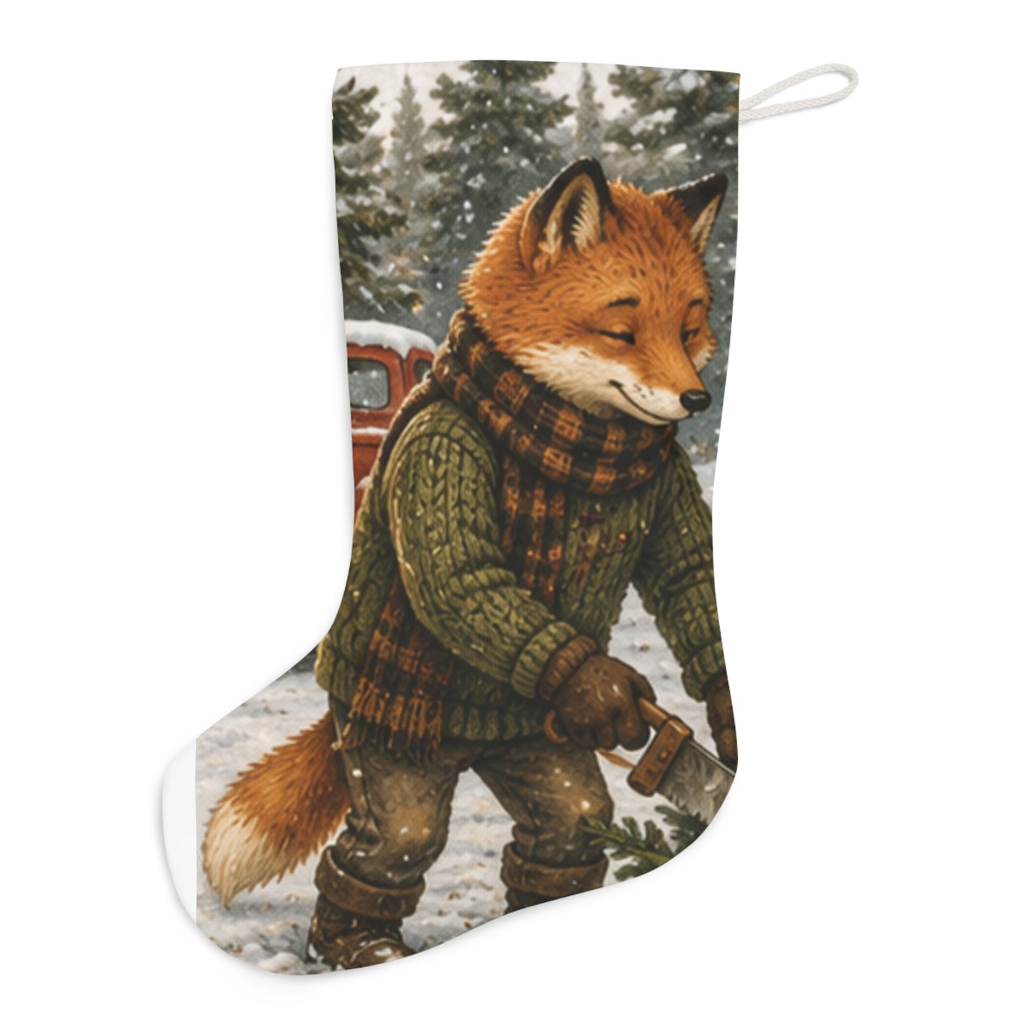 Finn’s Cozy Christmas Tree Adventure Stocking