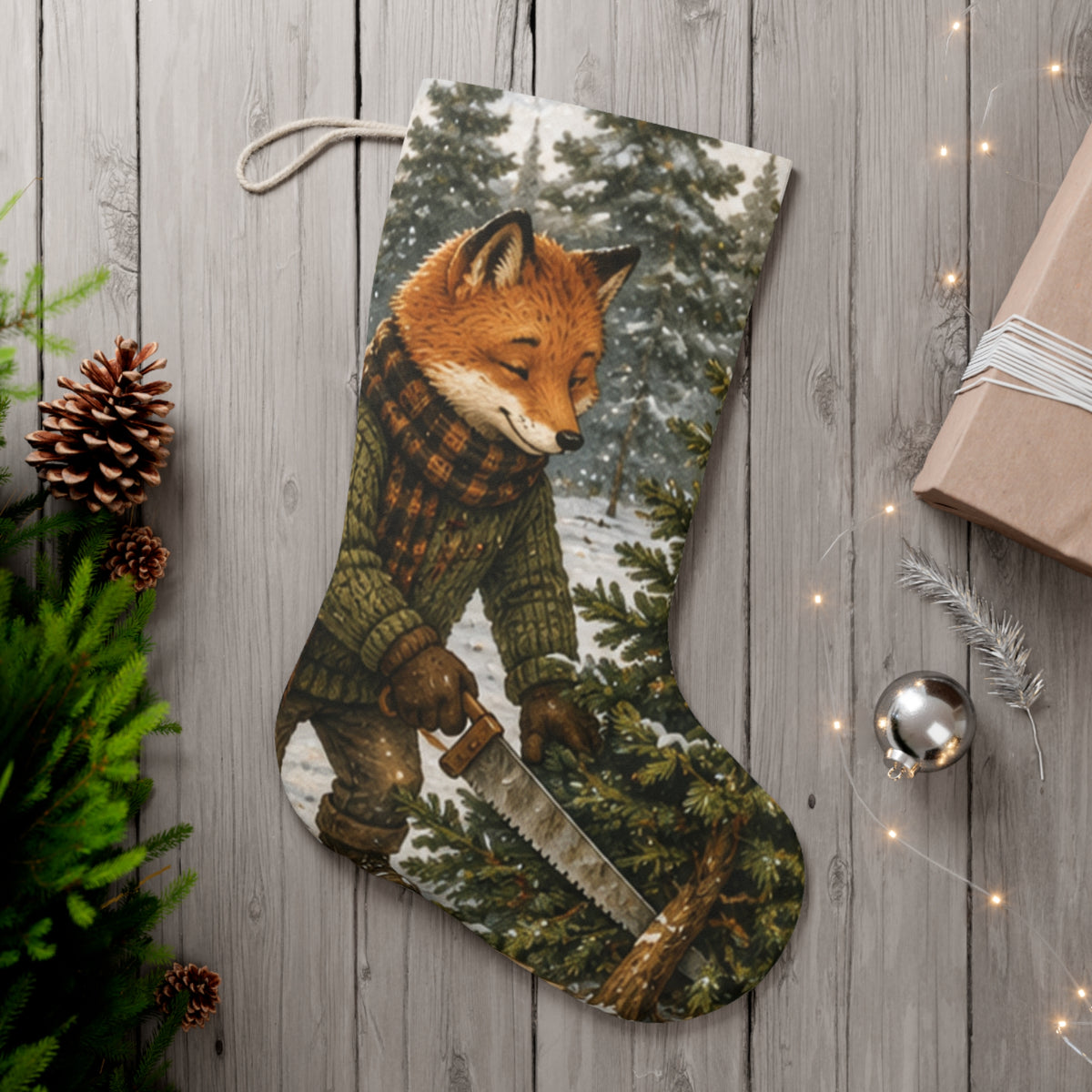 Finn’s Cozy Christmas Tree Adventure Stocking