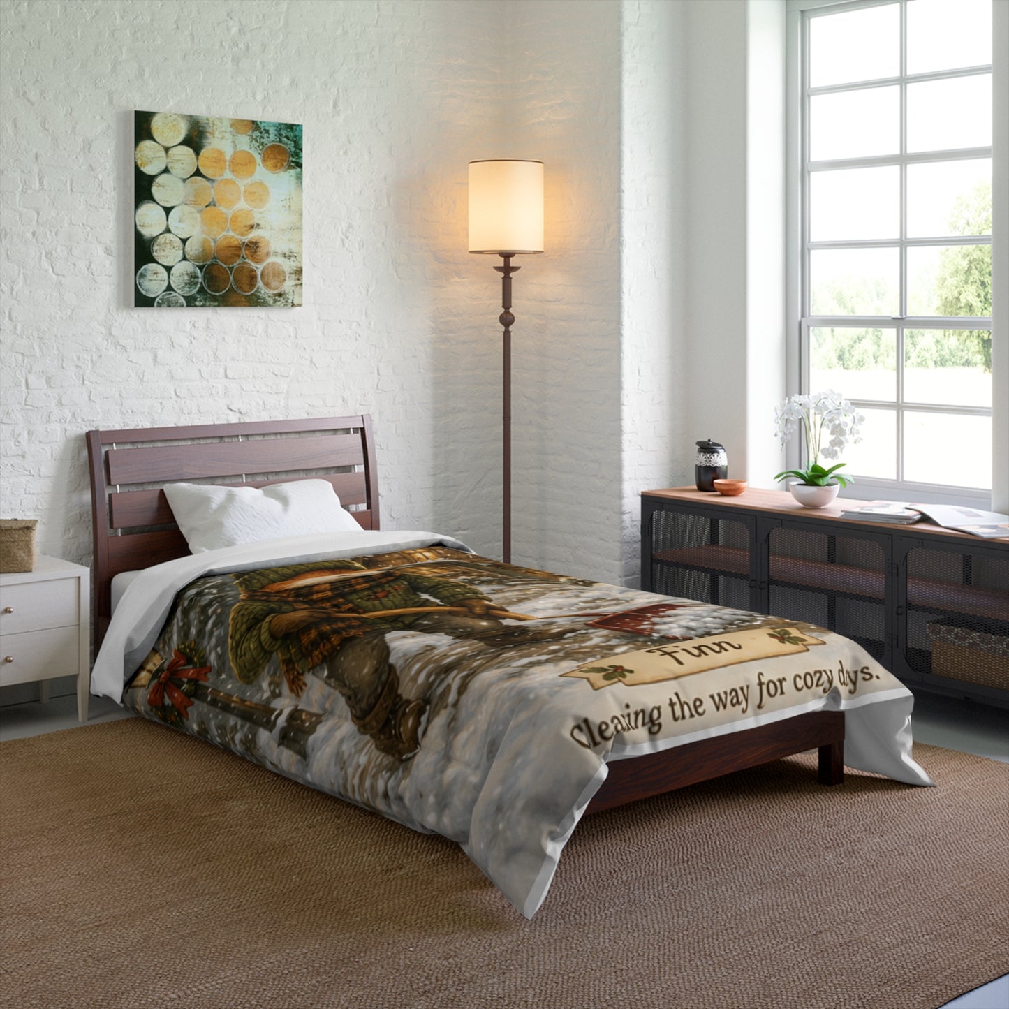Christmas Comforter – Cozy Snow Day Holiday Bedding | Finn's Kozy Fox Cottage