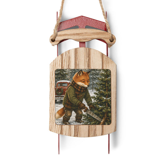 Finn’s Cozy Christmas Tree Adventure Sled Ornament
