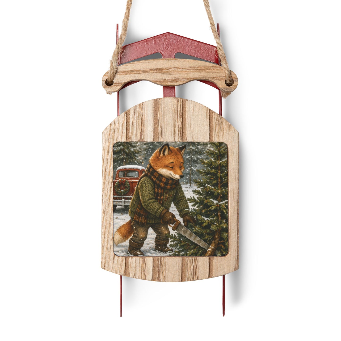 Finn’s Cozy Christmas Tree Adventure Sled Ornament