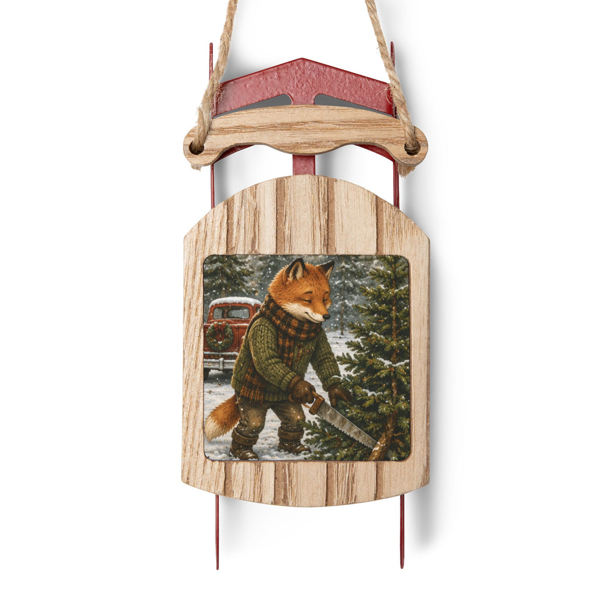 Finn’s Cozy Christmas Tree Adventure Sled Ornament