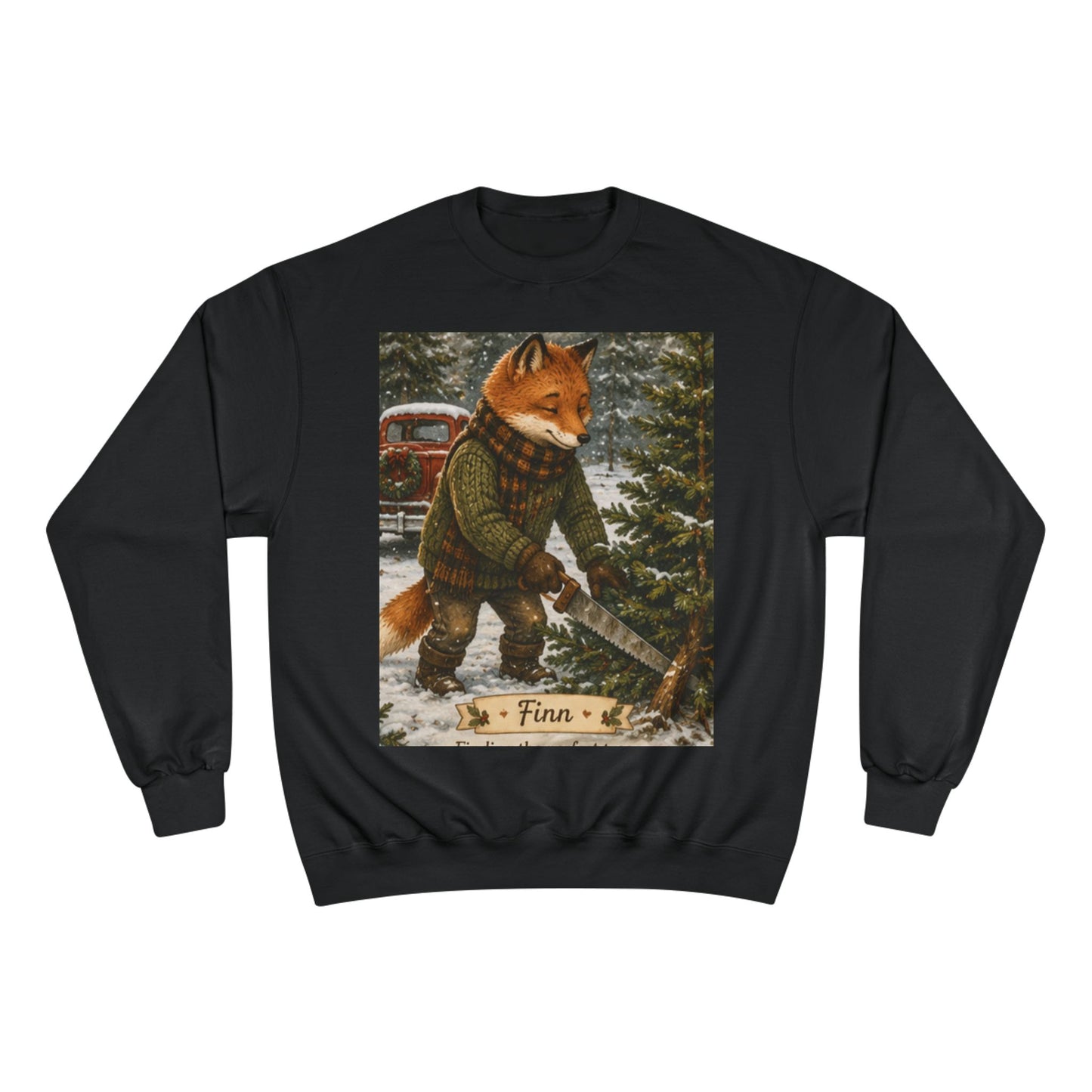 Finn’s Cozy Christmas Tree Adventure Champion Sweatshirt