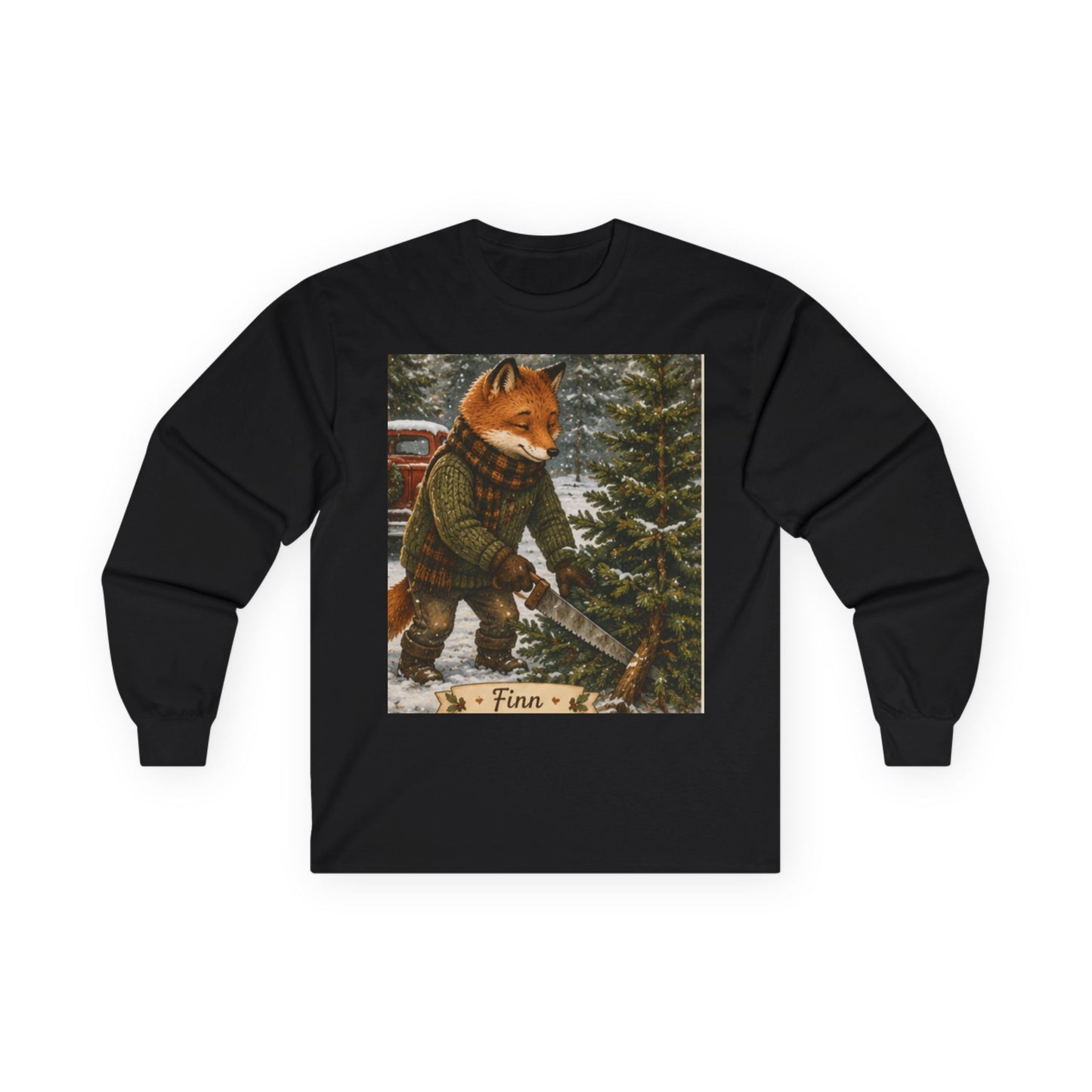 Finn’s Cozy Christmas Tree Adventure Long Sleeve T-Shirt