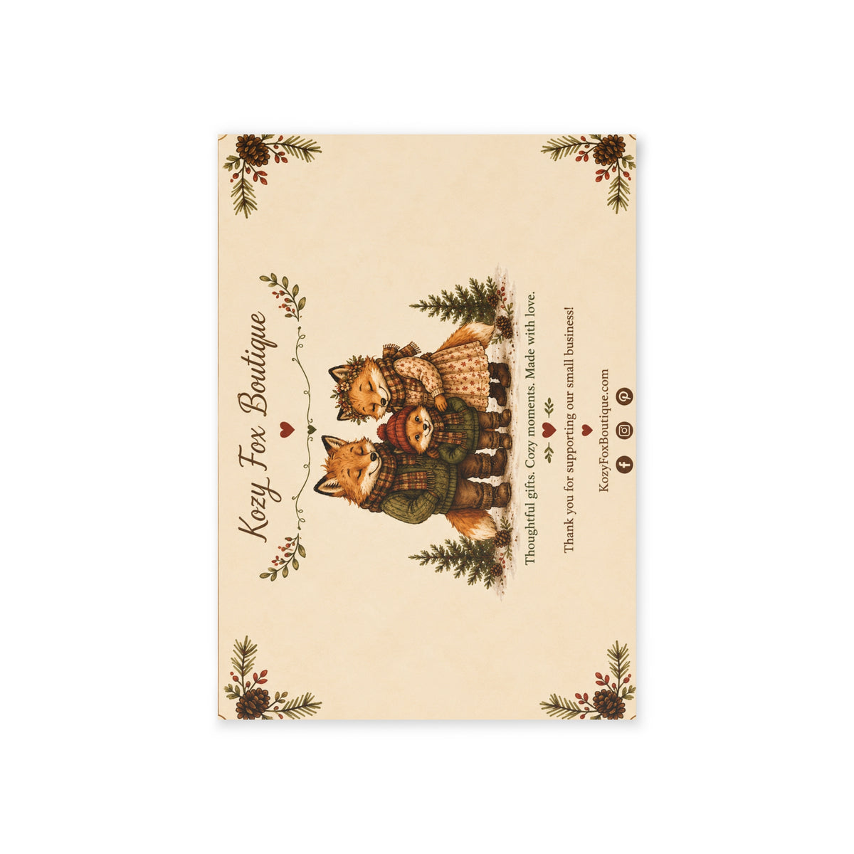 Fern’s Cozy Christmas Tree Adventure Holiday Card – Family Back