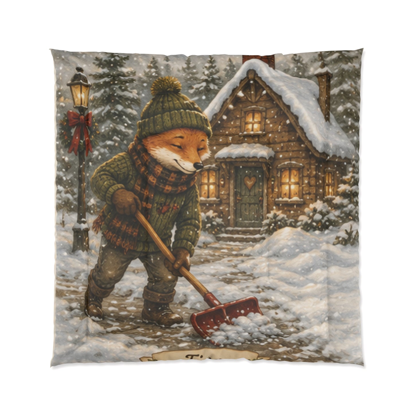 Christmas Comforter – Cozy Snow Day Holiday Bedding | Finn's Kozy Fox Cottage