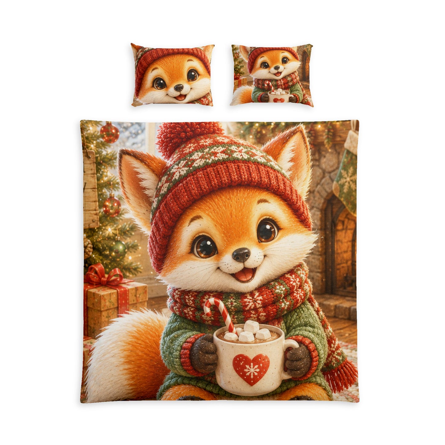 Christmas Comforter & Pillow Sham Set – Cozy Holiday Bedding | Lil Pip's Kozy Fox Cottage