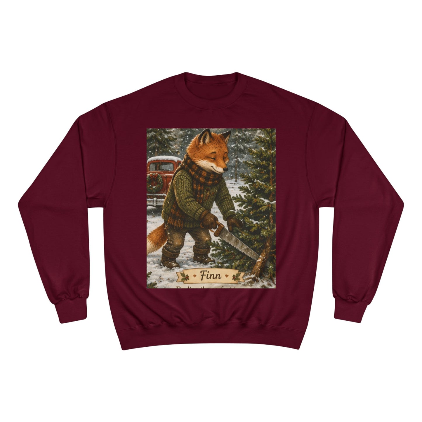 Finn’s Cozy Christmas Tree Adventure Champion Sweatshirt